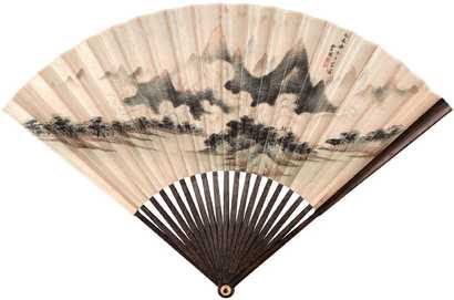 丁云鹏 1595年作 山水 成扇